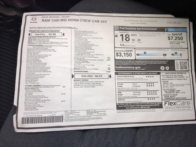 2026 Ram 1500 Big Horn Crew Cab 4x4 5'7" Box