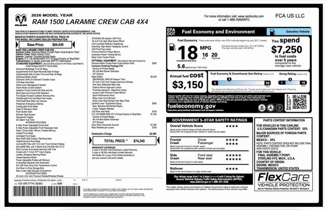 2026 RAM Ram 1500 RAM 1500 LARAMIE CREW CAB 4X4 57 BOX 2026 RAM Ram 1500 RAM 1500 LARAMIE CREW CAB 4X4 57 BOX