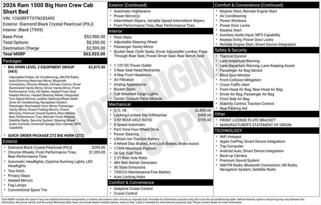 2026 Ram 1500 Big Horn Crew Cab 4x4 5'7" Box