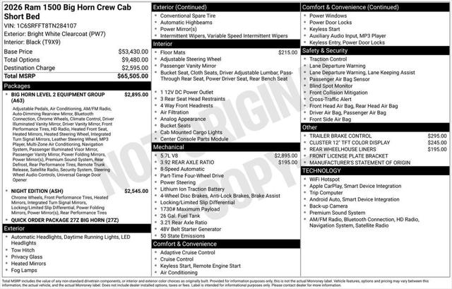 2026 RAM 1500 RAM 1500 BIG HORN CREW CAB 4X4 57 BOX 2026 RAM 1500 RAM 1500 BIG HORN CREW CAB 4X4 57 BOX