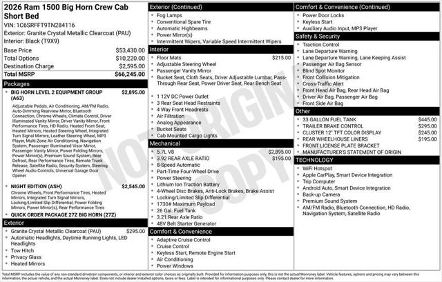 2026 RAM 1500 RAM 1500 BIG HORN CREW CAB 4X4 57 BOX 2026 RAM 1500 RAM 1500 BIG HORN CREW CAB 4X4 57 BOX