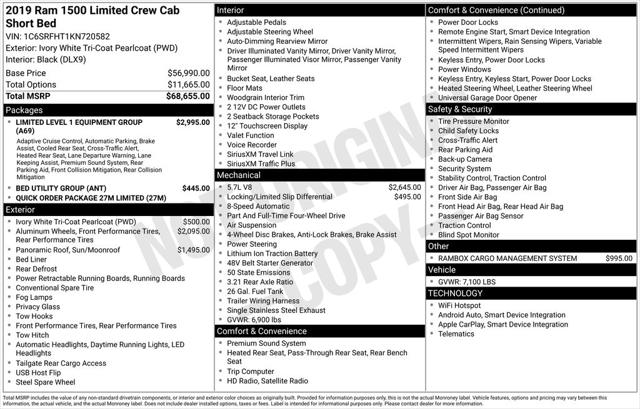 2019 RAM 1500 Limited Crew Cab 4x4 57 Box