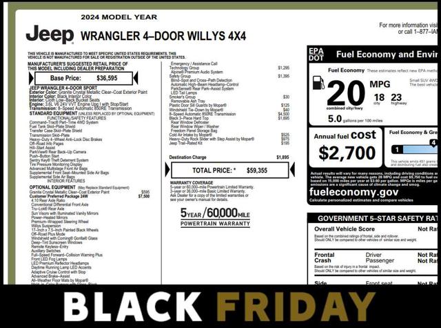 2024 Jeep Wrangler 4-Door Willys 4x4 2024 Jeep Wrangler 4-Door Willys 4x4