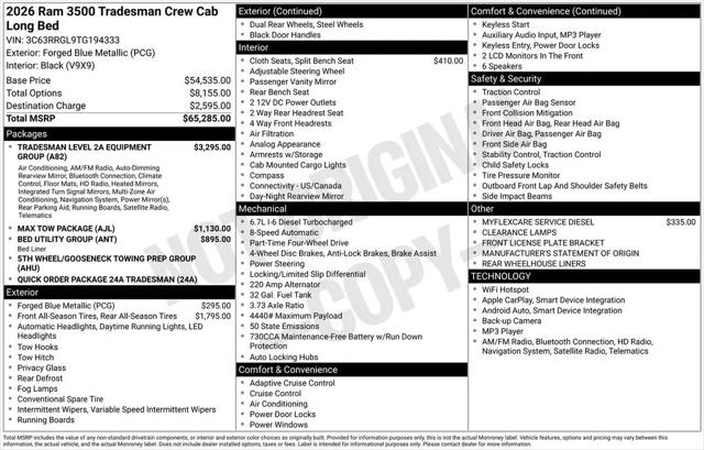 2026 Ram 3500 Tradesman Crew Cab 4x4 8' Box