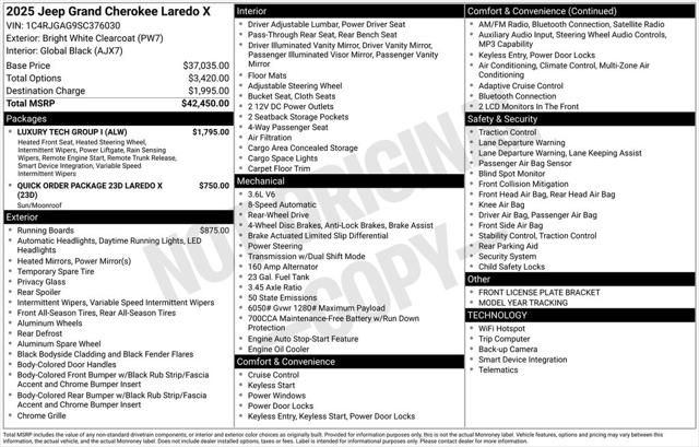 2025 Jeep Grand Cherokee GRAND CHEROKEE LAREDO X 4X2 2025 Jeep Grand Cherokee GRAND CHEROKEE LAREDO X 4X2