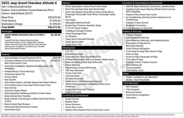 2025 Jeep Grand Cherokee GRAND CHEROKEE ALTITUDE X 4X4