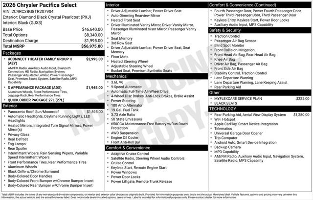 2026 Chrysler Pacifica PACIFICA SELECT AWD 2026 Chrysler Pacifica PACIFICA SELECT AWD