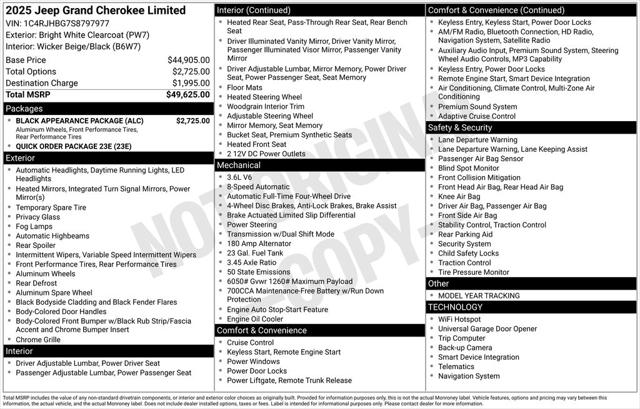 2025 Jeep Grand Cherokee GRAND CHEROKEE LIMITED 4X4 2025 Jeep Grand Cherokee GRAND CHEROKEE LIMITED 4X4