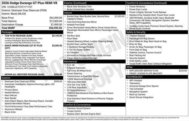 2026 Dodge Durango DURANGO GT PLUS AWD HEMI V8 2026 Dodge Durango DURANGO GT PLUS AWD HEMI V8