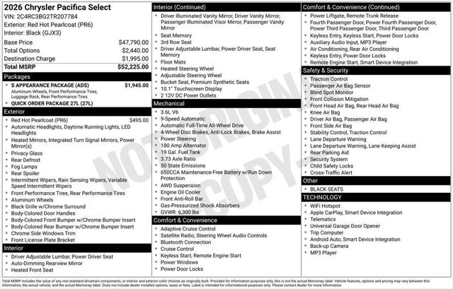 2026 Chrysler Pacifica PACIFICA SELECT AWD 2026 Chrysler Pacifica PACIFICA SELECT AWD