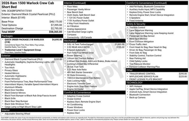 2026 RAM Ram 1500 RAM 1500 WARLOCK CREW CAB 4X4 57 BOX