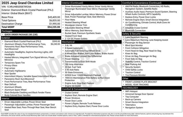 2025 Jeep Grand Cherokee GRAND CHEROKEE LIMITED 4X4