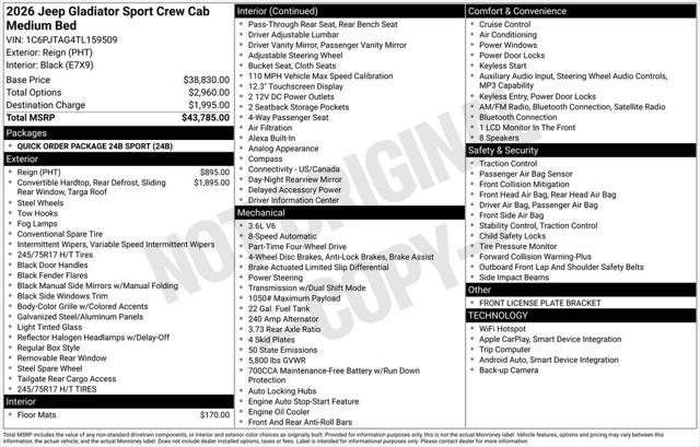 2026 Jeep Gladiator GLADIATOR SPORT 4X4