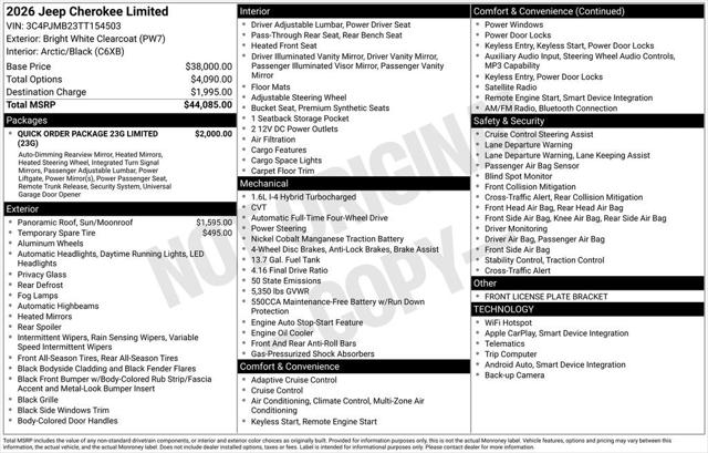 2026 Jeep Cherokee CHEROKEE LIMITED 4X4