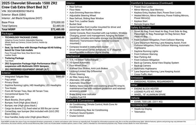 2025 Chevrolet Silverado 1500 4WD Crew Cab Short Bed ZR2