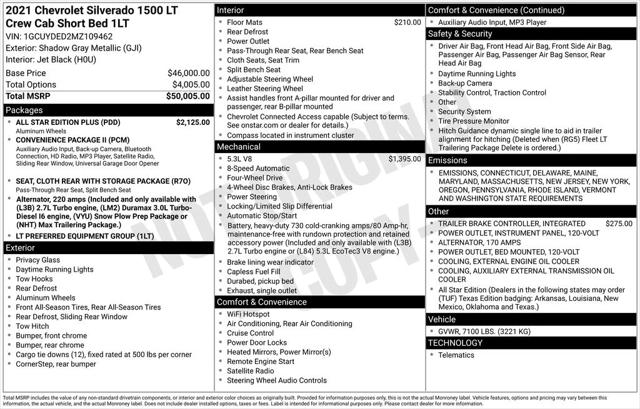 2021 Chevrolet Silverado 1500 4WD Crew Cab Short Bed LT