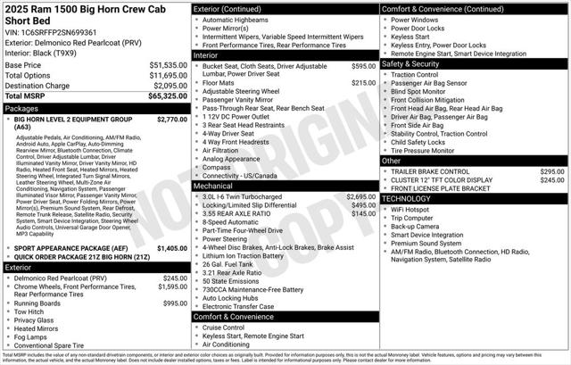 2025 RAM Ram 1500 RAM 1500 BIG HORN CREW CAB 4X4 57 BOX