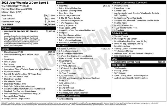 2026 Jeep Wrangler Sport S
