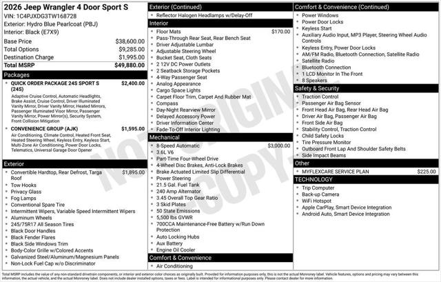 2026 Jeep Wrangler Sport S