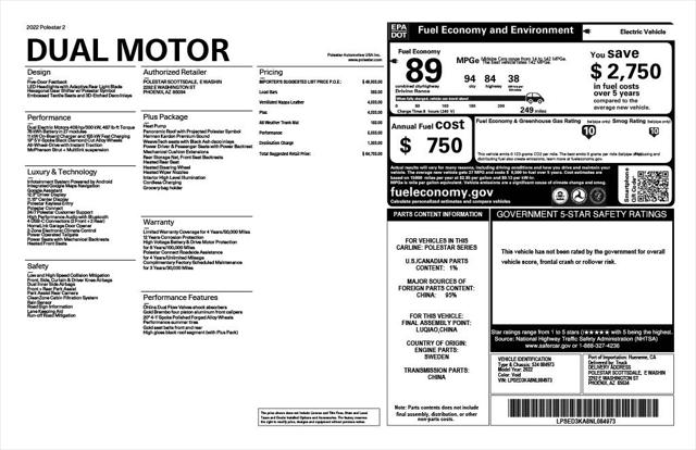 2022 Polestar 2 Long Range Dual Motor 2022 Polestar 2 Long Range Dual Motor