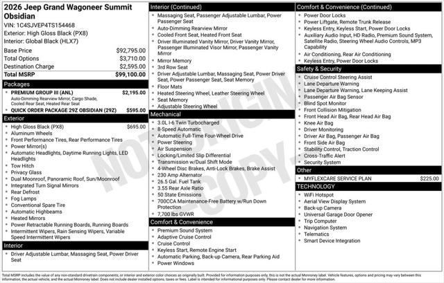 2026 Wagoneer Grand Wagoneer GRAND WAGONEER SUMMIT OBSIDIAN 4X4 2026 Wagoneer Grand Wagoneer GRAND WAGONEER SUMMIT OBSIDIAN 4X4