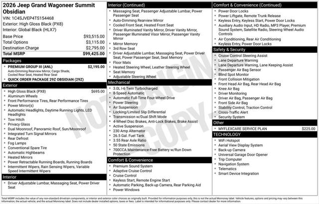 2026 Wagoneer Grand Wagoneer GRAND WAGONEER SUMMIT OBSIDIAN 4X4