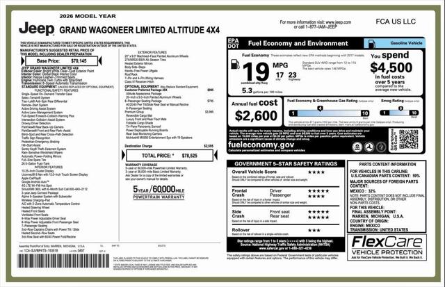 2026 Wagoneer Grand Wagoneer GRAND WAGONEER LIMITED ALTITUDE 4X4