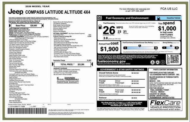 2026 Jeep Compass COMPASS LATITUDE ALTITUDE 4X4