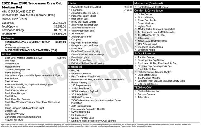 2022 RAM 2500 Tradesman Crew Cab 4x4 64 Box 2022 RAM 2500 Tradesman Crew Cab 4x4 64 Box