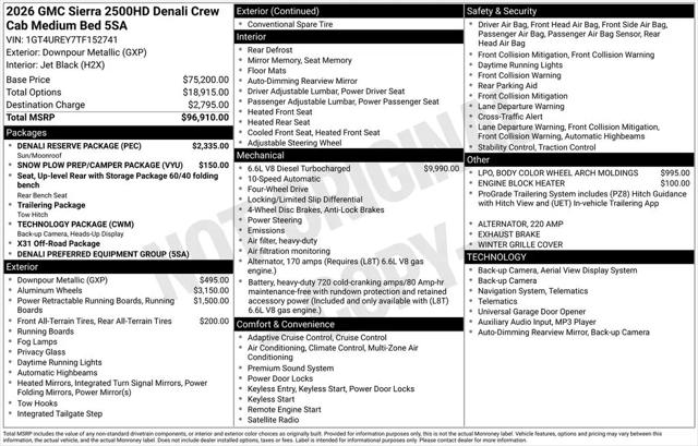 2026 GMC Sierra 2500HD Crew Cab, Standard Bed, Denali, 4WD