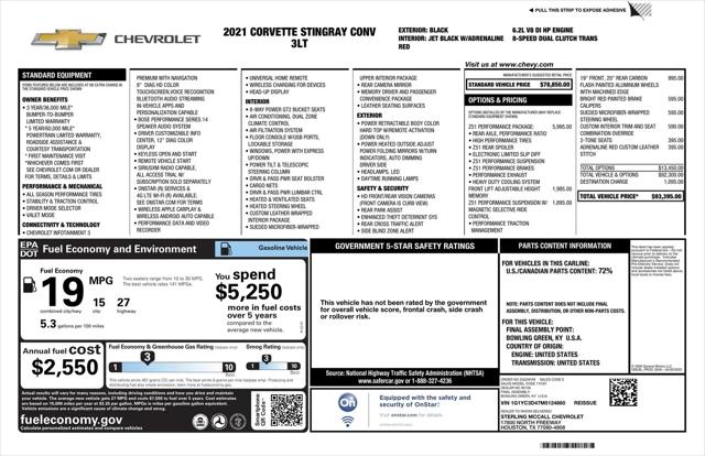 2021 Chevrolet Corvette Stingray RWD Convertible 3LT