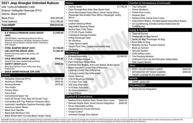 2021 Jeep Wrangler Unlimited Rubicon 4X4 2021 Jeep Wrangler Unlimited Rubicon 4X4