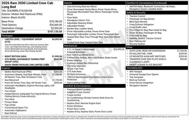 2026 RAM Ram 3500 RAM 3500 LIMITED CREW CAB 4X4 8 BOX 2026 RAM Ram 3500 RAM 3500 LIMITED CREW CAB 4X4 8 BOX