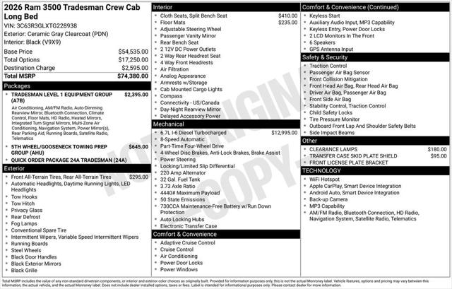 2026 RAM Ram 3500 RAM 3500 TRADESMAN CREW CAB 4X4 8 BOX