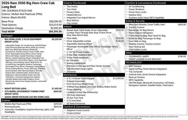2026 RAM Ram 3500 RAM 3500 BIG HORN CREW CAB 4X4 8 BOX