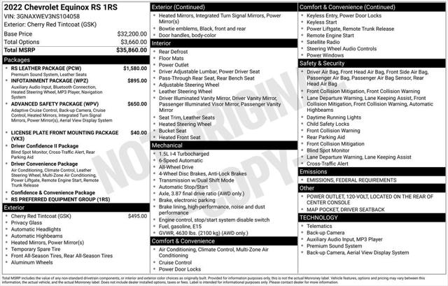 2022 Chevrolet Equinox AWD RS 2022 Chevrolet Equinox AWD RS