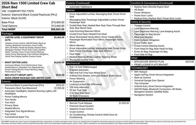 2026 RAM Ram 1500 RAM 1500 LIMITED CREW CAB 4X4 57 BOX 2026 RAM Ram 1500 RAM 1500 LIMITED CREW CAB 4X4 57 BOX