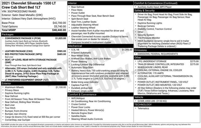 2021 Chevrolet Silverado 1500 2WD Crew Cab Short Bed LT