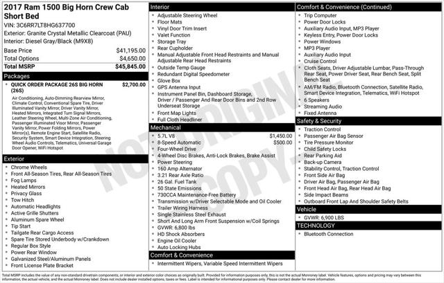 2017 RAM 1500 Big Horn Crew Cab 4x4 57 Box