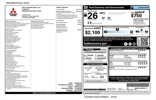 2024 Mitsubishi Outlander Sport 2.0 ES AWC 2024 Mitsubishi Outlander Sport 2.0 ES AWC