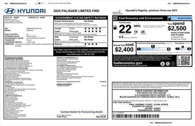 2025 Hyundai Palisade Limited 2025 Hyundai Palisade Limited