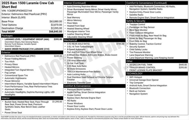 2025 RAM 1500 Laramie Crew Cab 4x4 57 Box 2025 RAM 1500 Laramie Crew Cab 4x4 57 Box