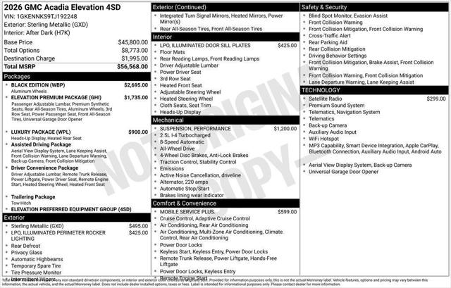2026 GMC Acadia Elevation AWD