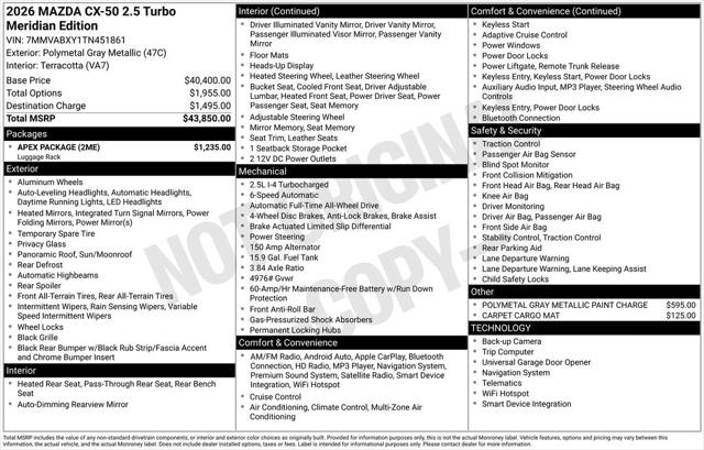 2026 Mazda CX-50 2.5 Turbo Meridian Edition
