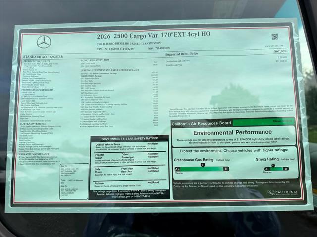 2026 Mercedes-Benz Sprinter Cargo Van High Roof 4-Cyl Diesel HO