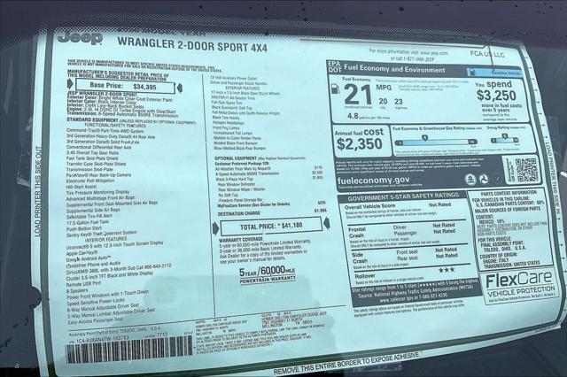 New 2026 Jeep Wrangler Sport For Sale in Millington, TN