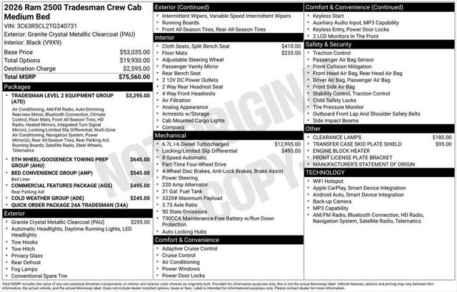 2026 Ram 2500 Tradesman Crew Cab 4x4 6'4" Box