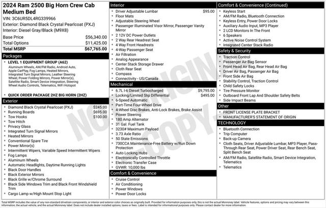 2024 RAM 2500 Big Horn Crew Cab 4x4 64 Box