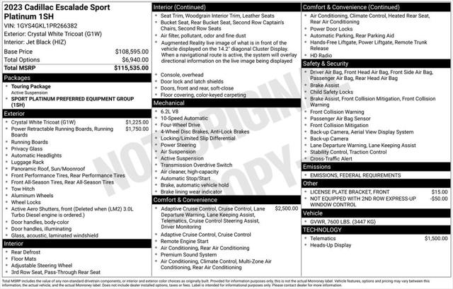 2023 Cadillac Escalade 4WD Sport Platinum 2023 Cadillac Escalade 4WD Sport Platinum