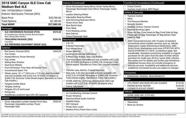 2018 GMC Canyon SLE 2018 GMC Canyon SLE